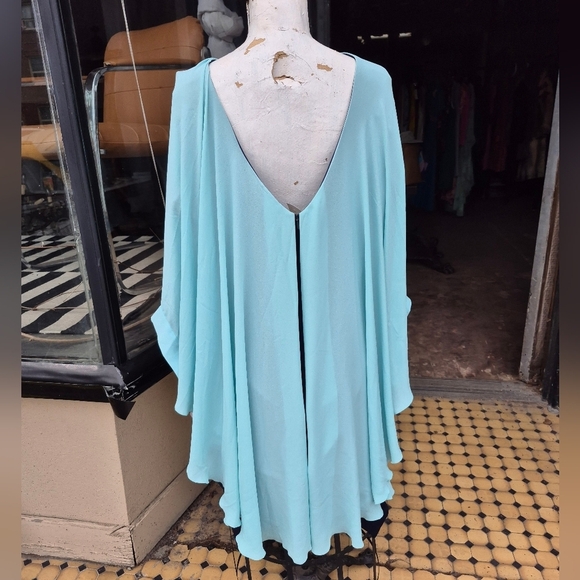 Antonio D'Errico Couture Blue and Teal Layered Dress Made In Italy - Picture 5 of 16